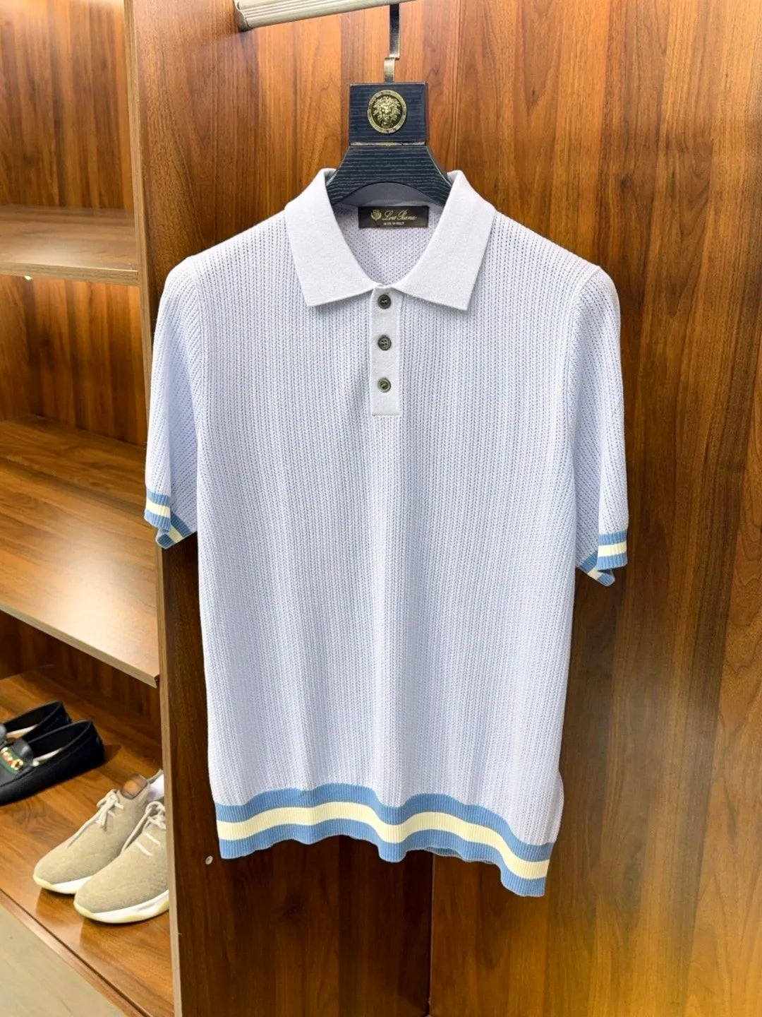 Italian LP Old Money Wind 25 Summer Mulberry Silk Mixed Cashmere Flip Collar Short Sleeve Casual Polo Shirt