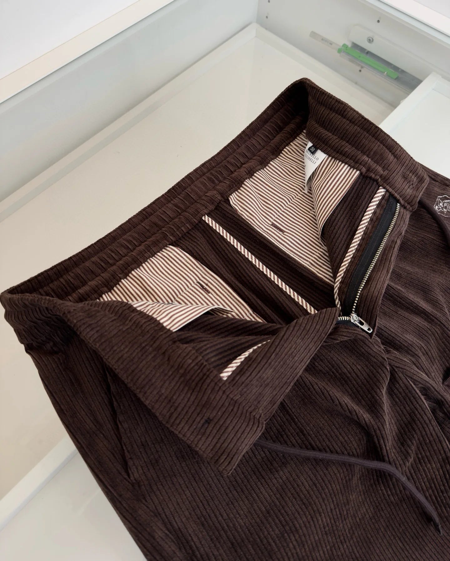 Italy BC spring new corduroy striped solid color versatile fashion old money wind straight casual pants