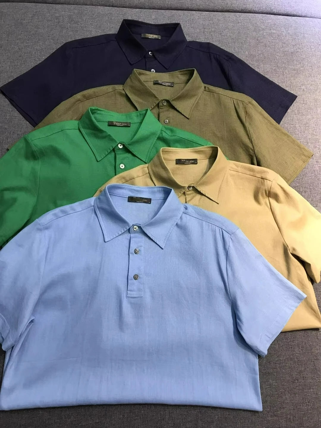 LP old money style high-quality summer collar short business casual linen polo shirt