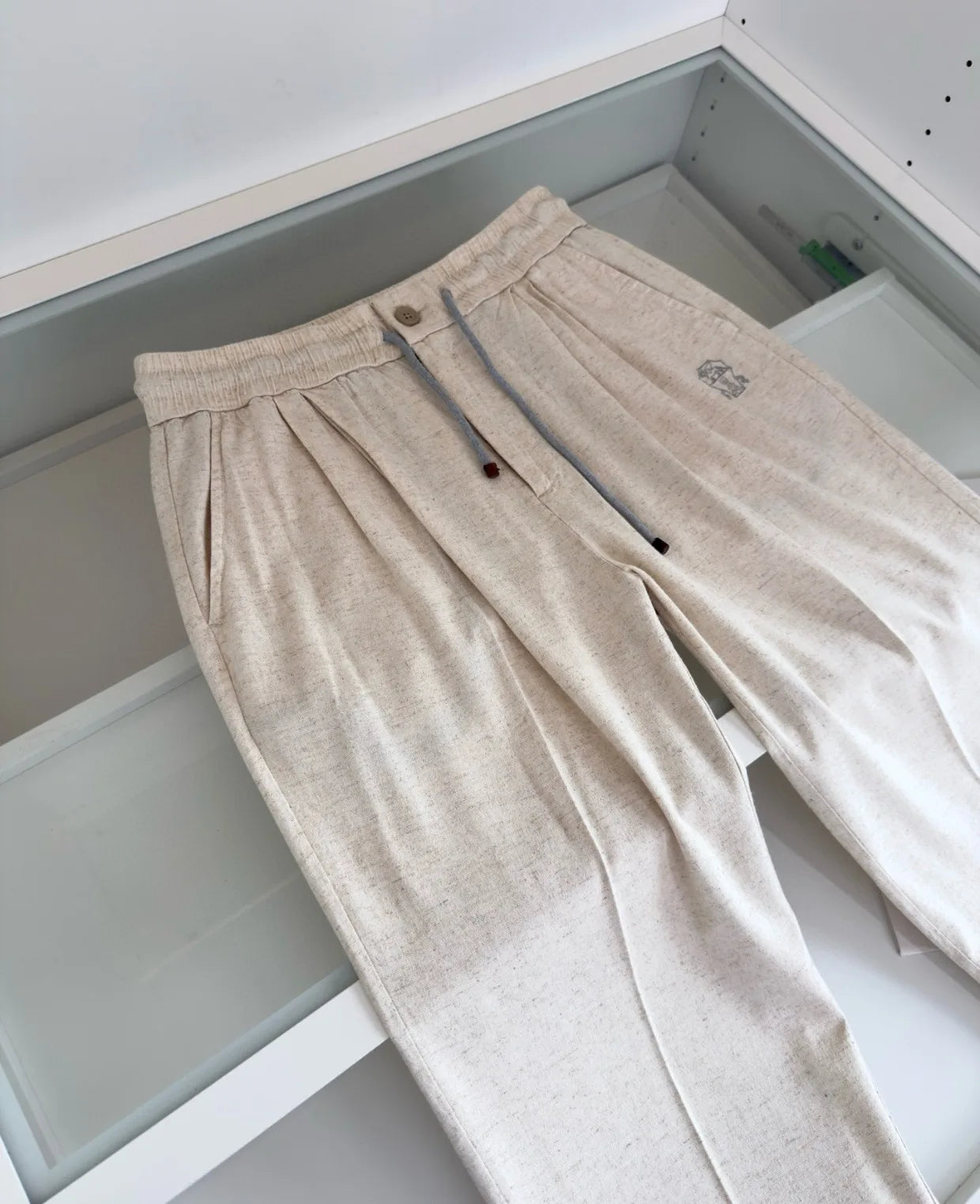 BC 25 Spring/Summer New Linen Sweat Absorbing Breathable Simple Fashion Old Money Style Straight Tube Casual Pants
