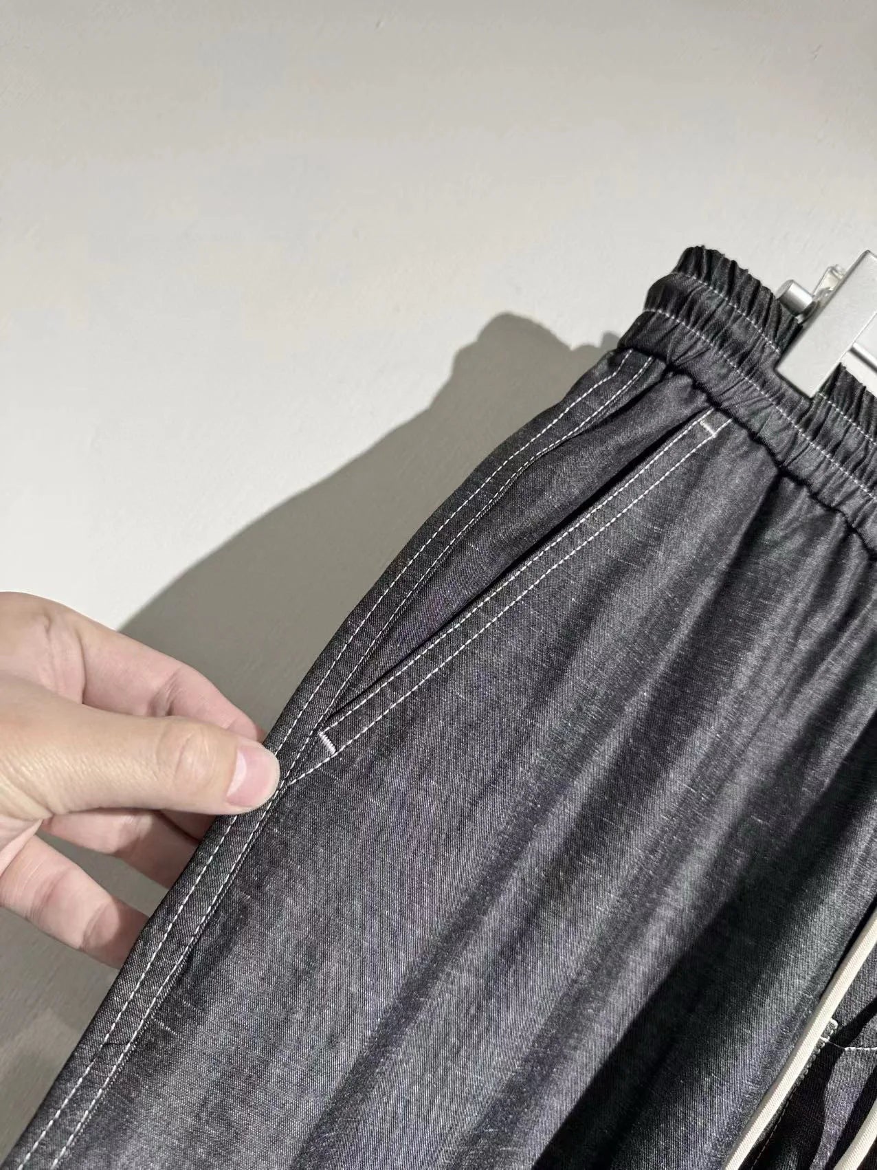 Drape and breathable 25 spring new elastic elastic waist loose Tencel linen straight casual pants