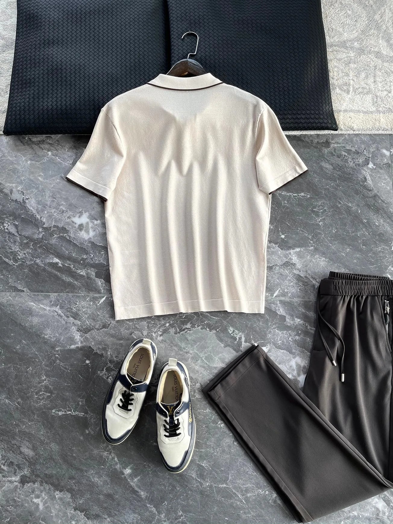 High-luxury business commuting, Lyocell + mulberry silk, simple elastic knitted casual lapel short-sleeved polo shirt