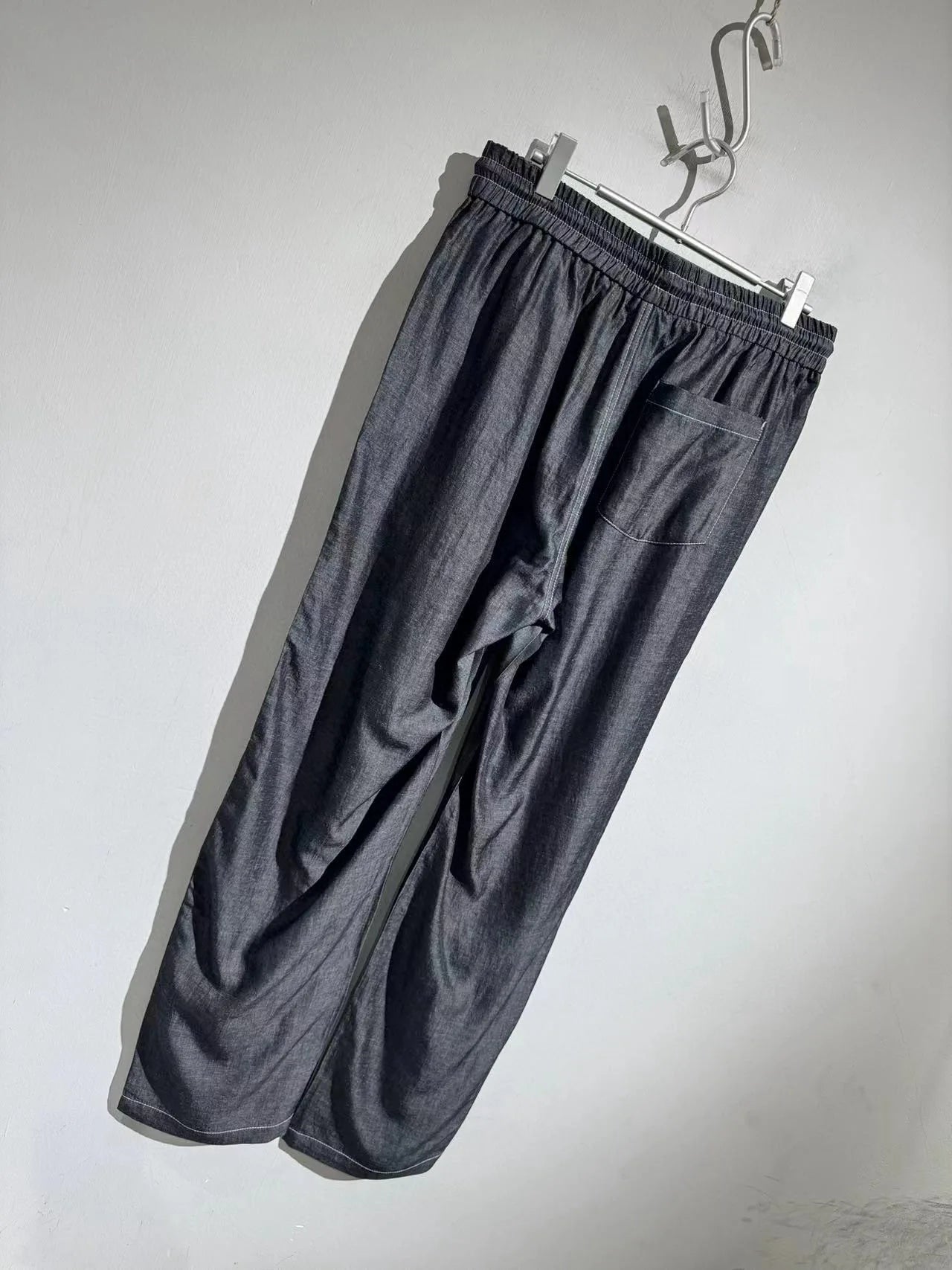 Drape and breathable 25 spring new elastic elastic waist loose Tencel linen straight casual pants