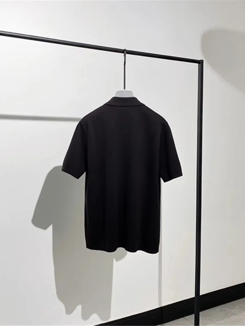 Toning premium sense, super soft cotton yarn spring and summer business casual knitted polo shirt short-sleeved polo shirt