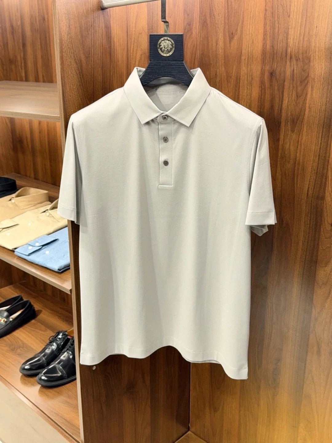 Italian old money style, business fashion urban style summer high version lapel short-sleeved polo shirt