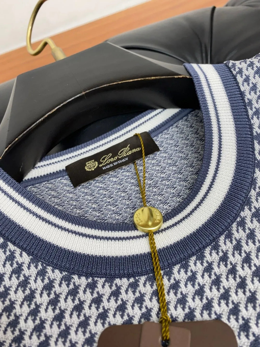 Italian LP Old Money Style 25 Spring/Summer Thousand Bird Pattern Knitted Cotton Blended Round Neck Casual Short Sleeve T-shirt