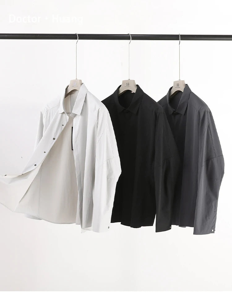 2025 summer new men's business and leisure outdoor quick-drying breathable high-elastic shirt light and thin long-sleeved shirt