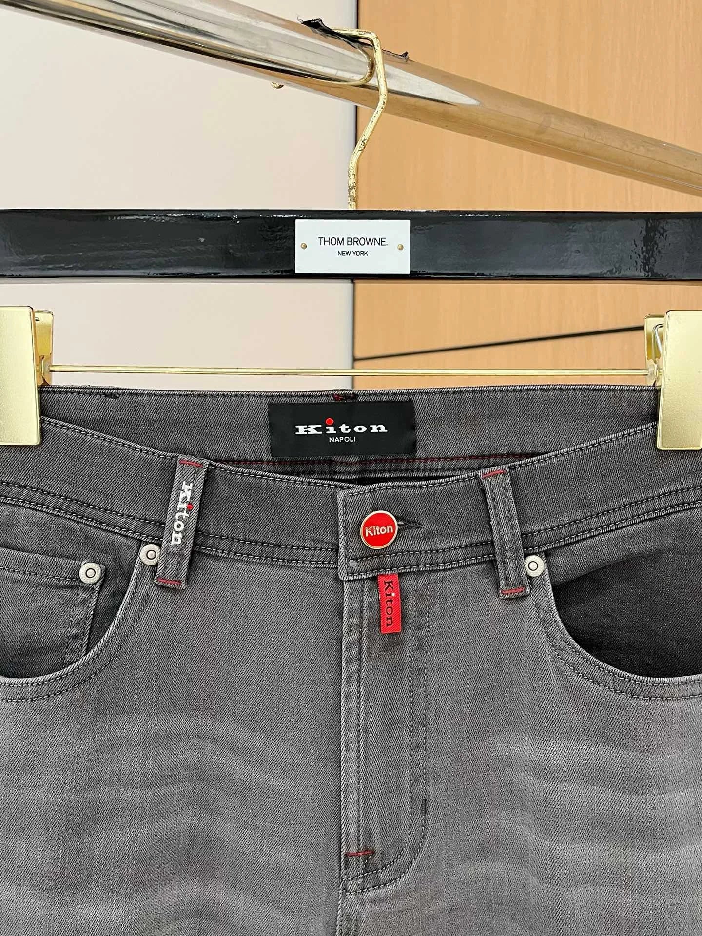 25 spring and summer new Italian kiton chiton solid color fashionable versatile slim-fitting small feet men's casual jeans