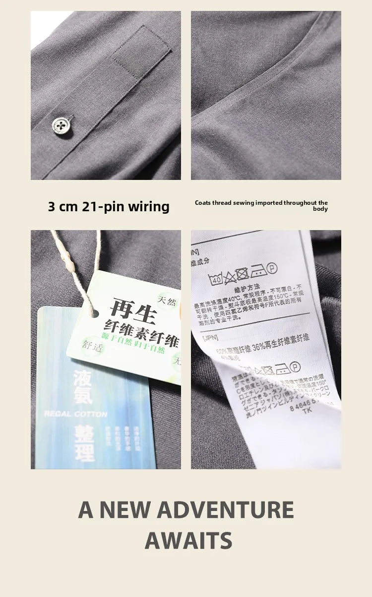 ZZ Italian Luxury, Spring and Autumn Business Casual Long Sleeve Shirt Men's Easy Care Bottom Shirt