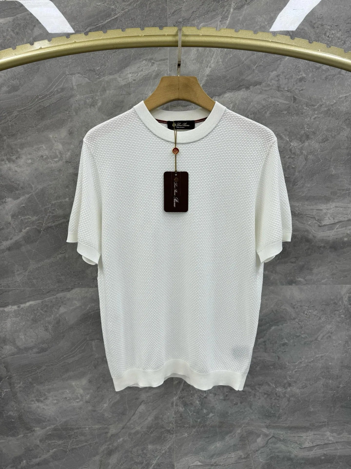 Italian LP men's summer new combed cotton sweat-absorbing breathable fashion casual knitted short-sleeved T-shirt