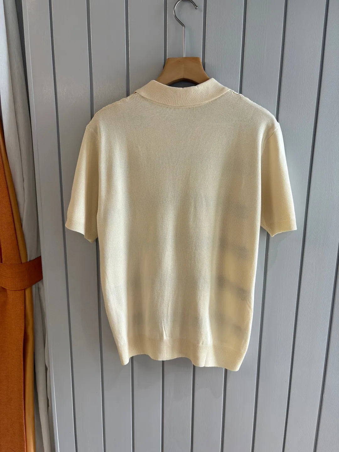 Italian old money style light luxury 25 summer rhombus cashmere mulberry silk lapel short-sleeved casual polo shirt