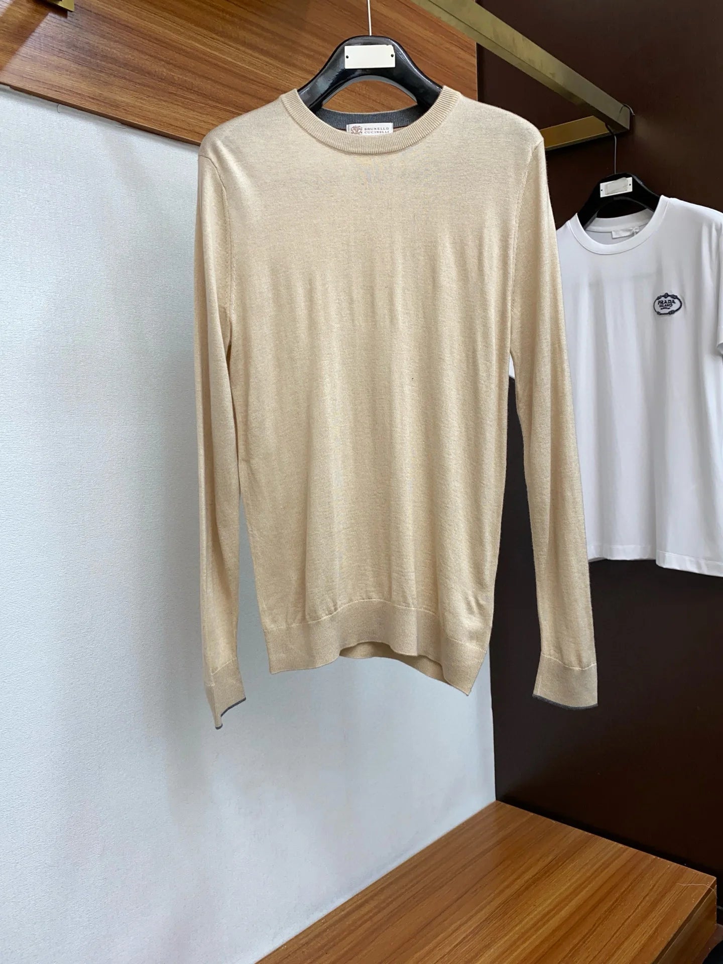 Italian BC men's cashmere yarn solid color knitted sweater