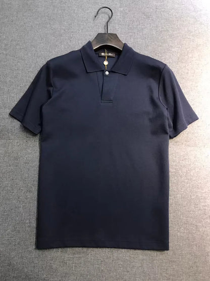 Italian European and American old money style 25 summer minimalist lapel short-sleeved business casual polo shirt