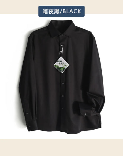 ZZ series 2025 early spring men's light luxury high-end mulberry silk modal blended business casual long-sleeved shirt 9834