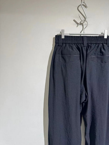 Elastic elastic waist summer tencel linen loose straight scimitar casual trousers