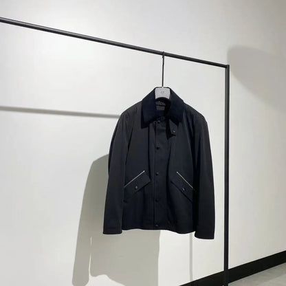 [Wool liner removable] Corduroy retro lapel LP American casual high-end cotton jacket