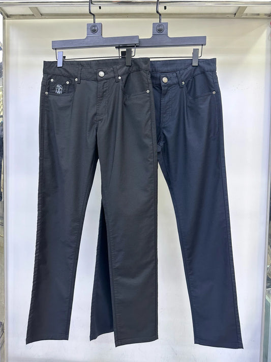 Italian BC Men's New Micro Elastic Breathable Simple Solid Color Fashion Old Money Style Straight Tube Casual Pants