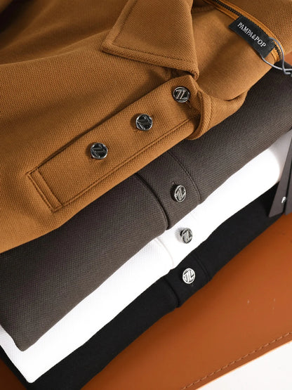 ZZ light mature style spring and autumn new commuter casual knitted polo shirt