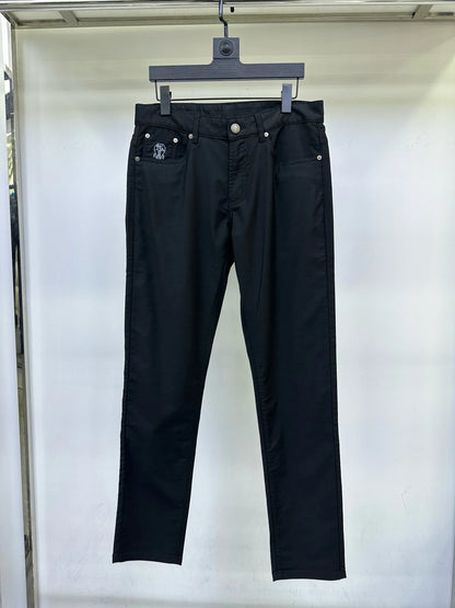 Italian BC Men's New Micro Elastic Breathable Simple Solid Color Fashion Old Money Style Straight Tube Casual Pants