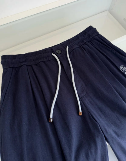 BC 25 Spring/Summer New Linen Sweat Absorbing Breathable Simple Fashion Old Money Style Straight Tube Casual Pants