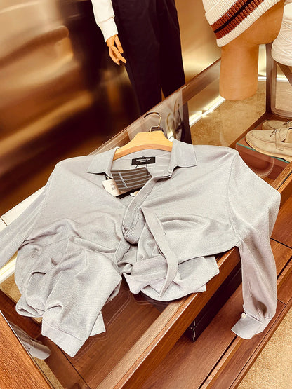 ZZ new men's light luxury business casual long-sleeved knitted cardigan jacket stacked with bottoming shirt