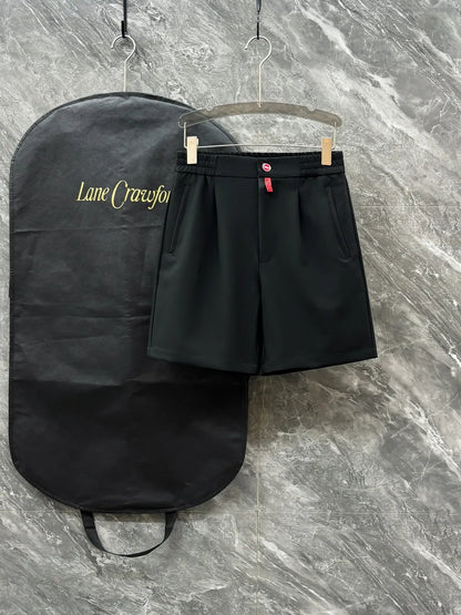 Italian Kiton Simple and Versatile Elastic Waist Straight Leg Linen Casual Shorts