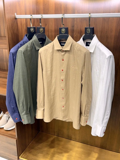 Italian Kiton vintage style minimalist 25 spring/summer linen business casual long sleeved shirt
