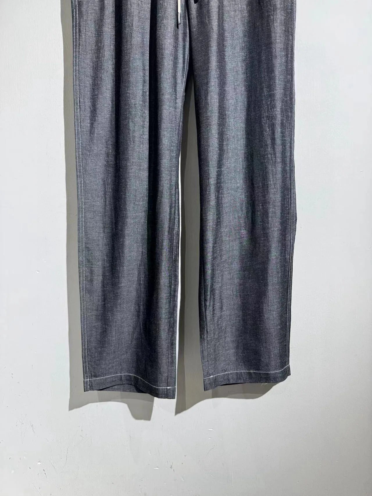 Drape and breathable 25 spring new elastic elastic waist loose Tencel linen straight casual pants