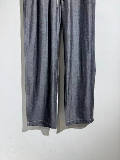 Drape and breathable 25 spring new elastic elastic waist loose Tencel linen straight casual pants