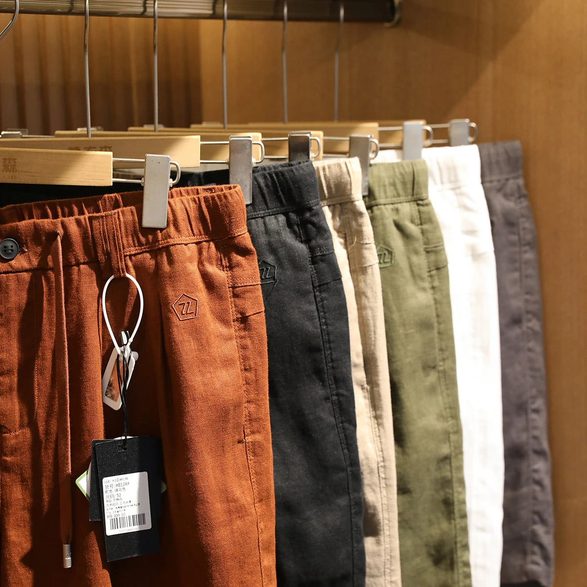 ZZ summer pure linen shorts men's breathable quick-drying easy-care five-point outdoor casual pants