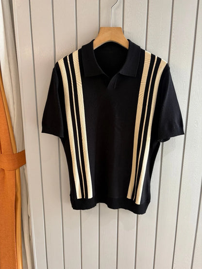 Italian LP old money wind 25 summer cashmere mulberry silk lapel short-sleeved business casual polo shirt