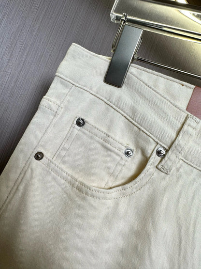Italian LP spring and summer new washed micro-elastic breathable fashion casual old money wind small straight jeans