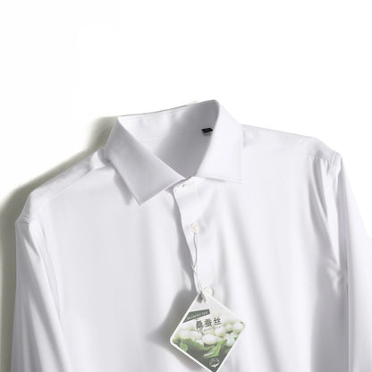 ZZ series 2025 early spring men's light luxury high-end mulberry silk modal blended business casual long-sleeved shirt 9834
