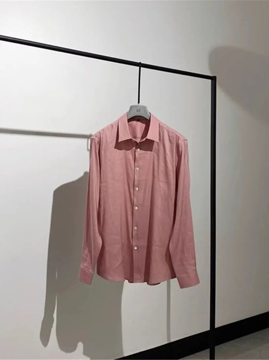 [Pendant elegant temperament] Light luxury Italian versatile, linen Tencel loose business casual long-sleeved shirt
