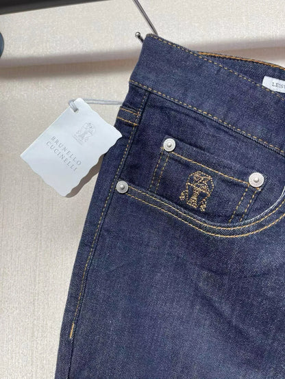 Italy BC men's spring and summer new washed blue micro-elastic breathable fashion casual old money wind small straight jeans