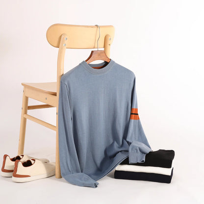 ZZ series classic Italian light luxury, spring and autumn wool blended men's crew neck knitted sweater anti-pilling sweater