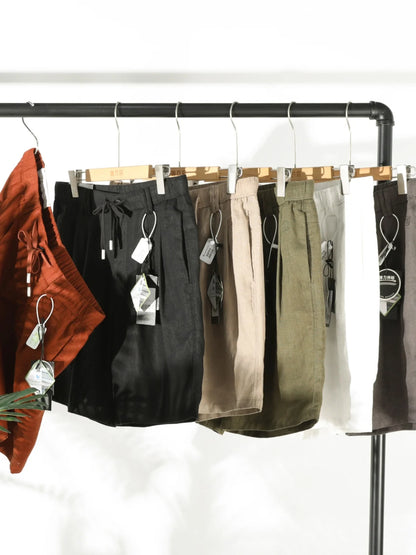 ZZ summer pure linen shorts men's breathable quick-drying easy-care five-point outdoor casual pants