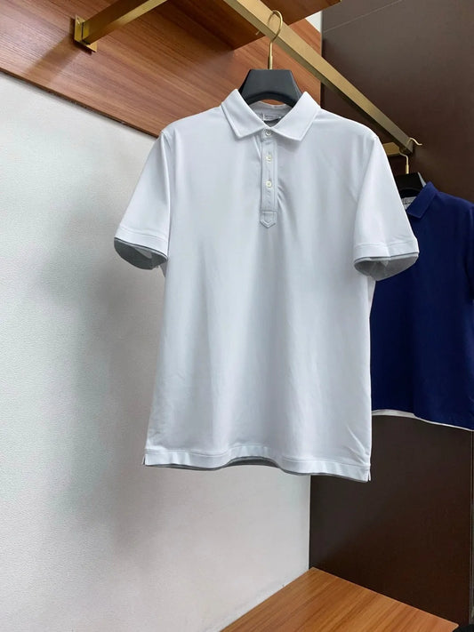 Italian old money style light luxury summer pure cotton lapel simple casual short-sleeved polo shirt