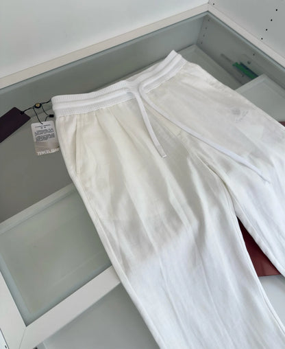 Italian LP men's summer new Tencel linen sweat-absorbing breathable simple fashion straight casual pants