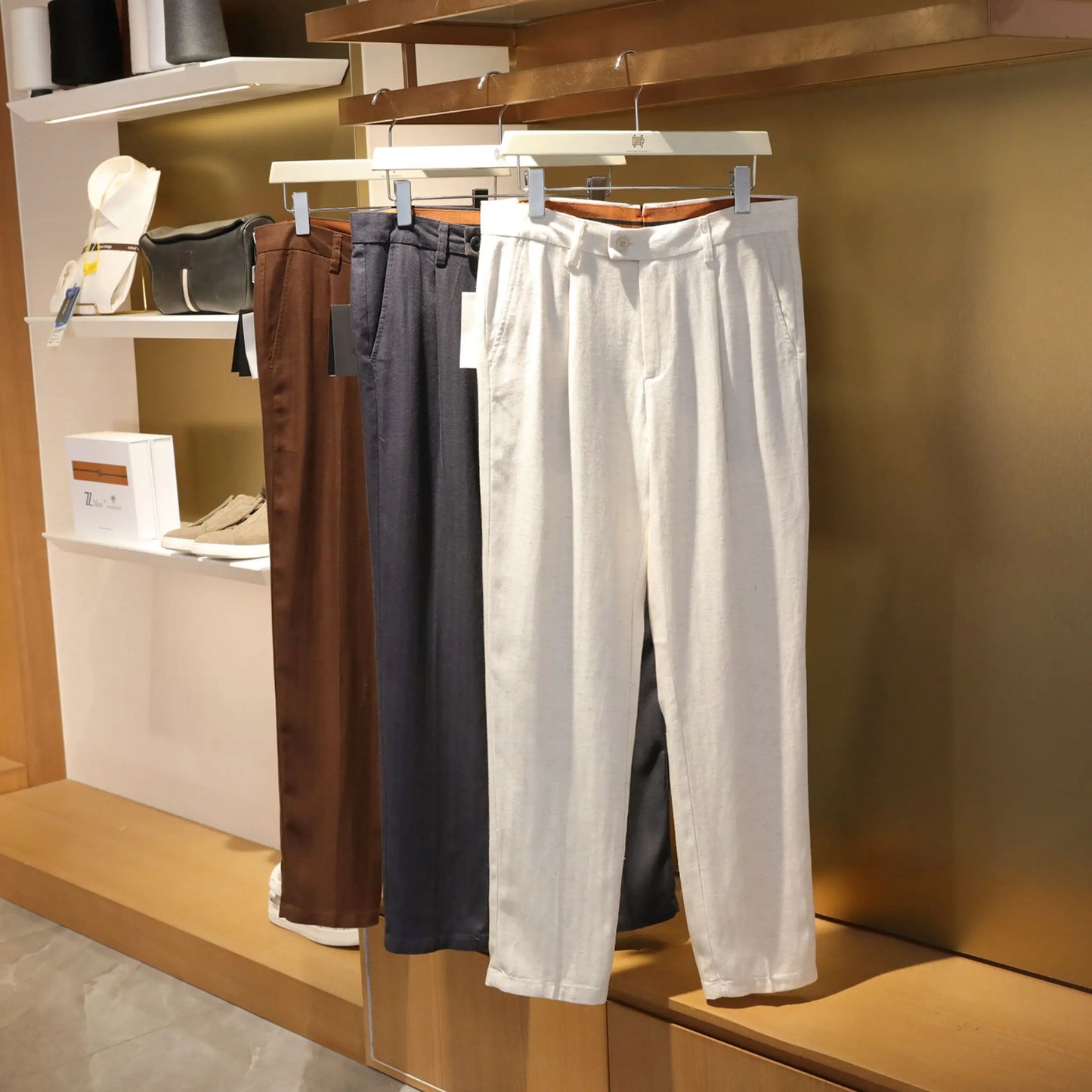 ZZ spring and summer new business casual cool tencel linen blend trousers