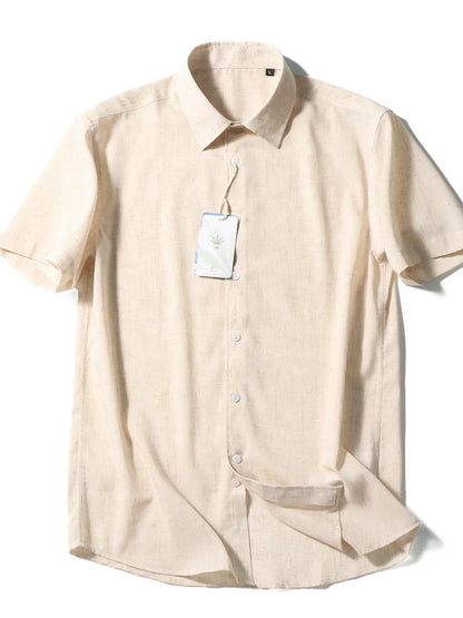 Z Italian luxury summer new light and thin liquid ammonia ice silk linen breathable and easy to take care of short-sleeved shirt