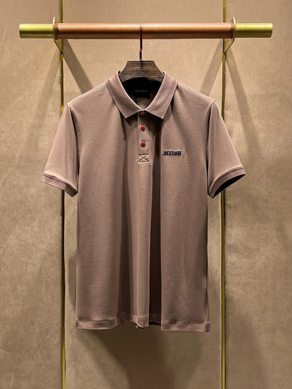 Summer kiton Chiton embroidered men's lapel short-sleeved solid color simple fashion versatile casual POLO shirt