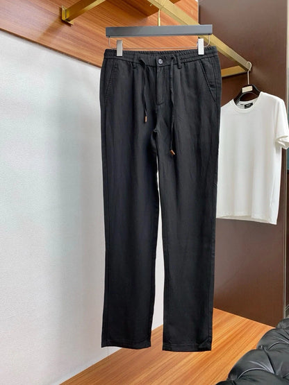 Italian LP old money style business minimalist elastic waist small straight tube linen casual pants