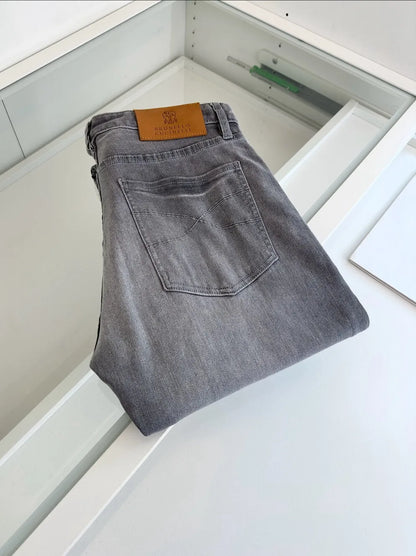 Italy BC old money style men's clothing 25 spring and summer new washed gray fashion business casual small straight jeans