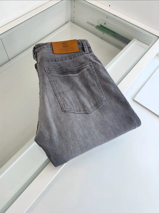 Italy BC old money style men's clothing 25 spring and summer new washed gray fashion business casual small straight jeans