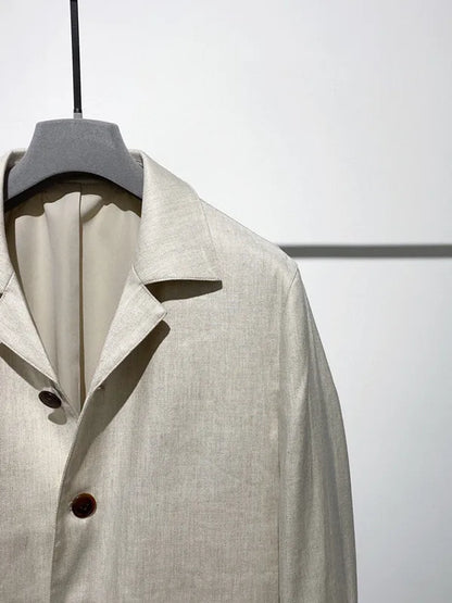 Classic old money style, high-end skin-friendly texture, breathable lapel linen tooling jacket