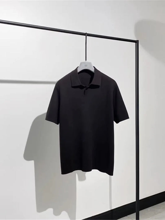 Toning premium sense, super soft cotton yarn spring and summer business casual knitted polo shirt short-sleeved polo shirt