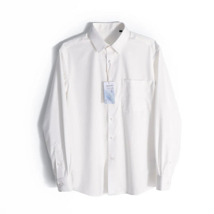 Italian luxury, spring new men's light business drape anti-wrinkle elastic long-sleeved shirt bottoming top
