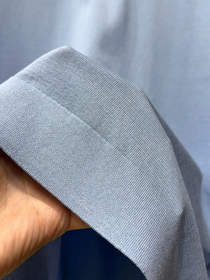 Italian old money style men's summer mulberry silk mixed lyocell lapel half zipper business casual short-sleeved polo shirt