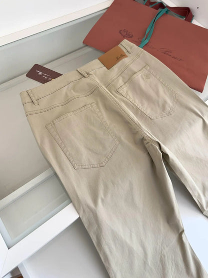 Italian LP men's clothing, spring and summer new solid color micro-elastic breathable simple fashion small straight casual pants